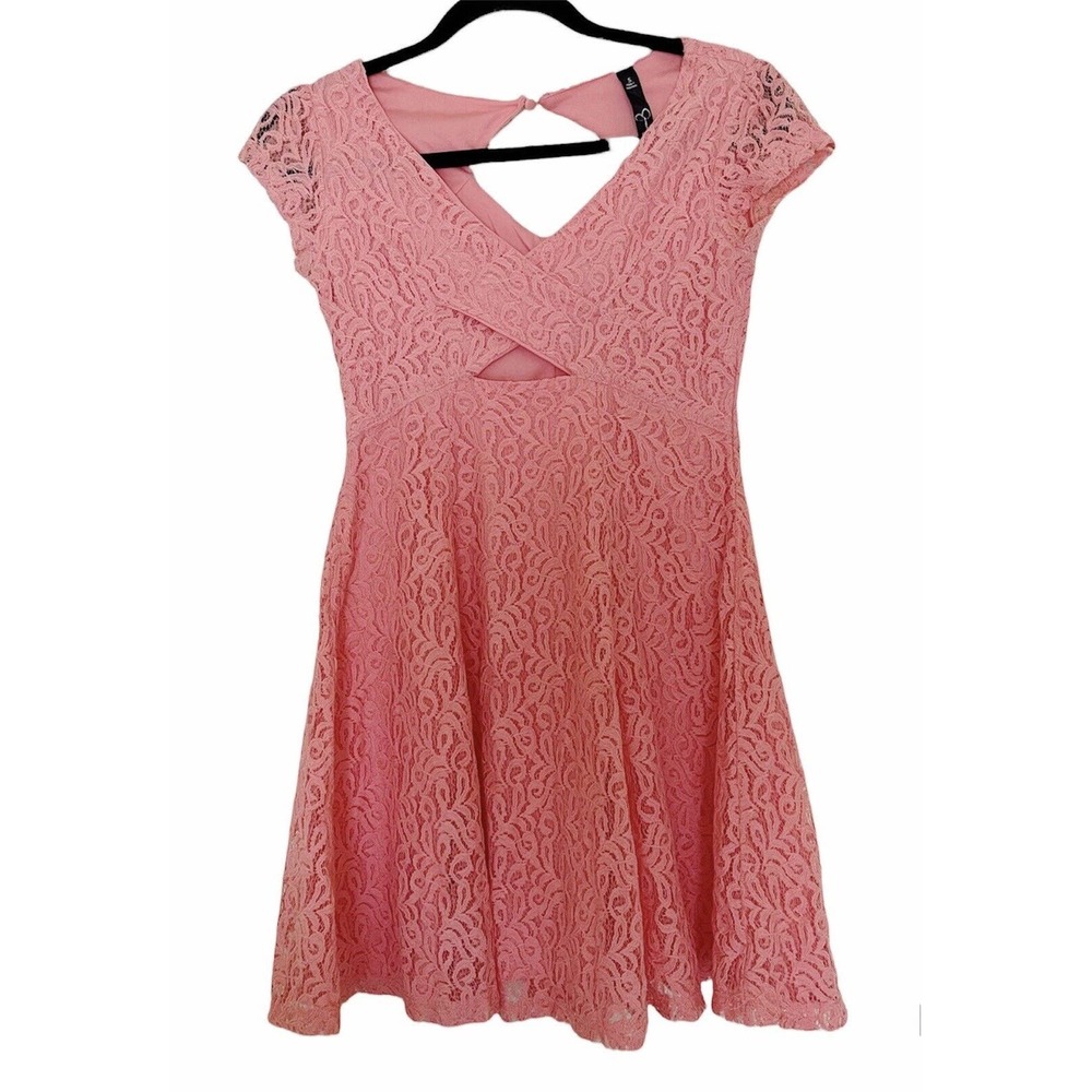 Jessica Simpson Coral Desert Flower 'Kaitlee' Lace Fit & Flare DressSz Small